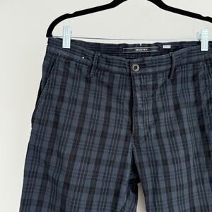 INCOTEX Slacks Mens 31x29 Blue Plaid Seersucker Slim Fit Chino Trousers Pants